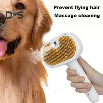 Щетка-распылитель для кошек Самоочищающаяся расческа для домашних животных с кнопкой разблокировки Паровая щетка для кошек Расческа-массажная щетка для кошек белый