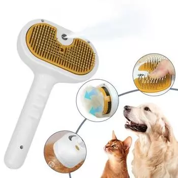 Щетка-распылитель для кошек Самоочищающаяся расческа для домашних животных с кнопкой разблокировки Паровая щетка для кошек Расческа-массажная щетка для кошек