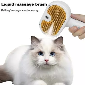 Щетка-распылитель для кошек Самоочищающаяся расческа для домашних животных с кнопкой разблокировки Паровая щетка для кошек Спрей для кошек
