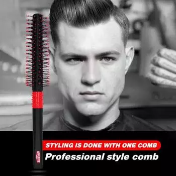 Щетка с шариковым кончиком, щетина, нескользящая ручка, сушка феном, расческа для укладки коротких волос чёрный