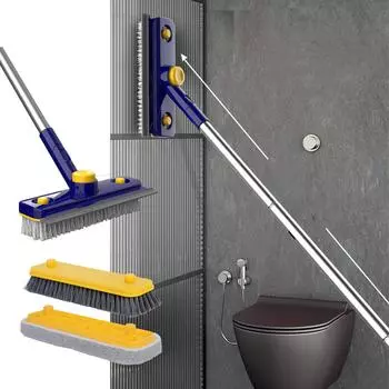 Щетка-скраб для плитки для ванны 3 в 1, щетка для душа, скребок для пола с длинной ручкой для чистки ванны, раковина для ванной, пол, стена, стекло, патио, гараж синий