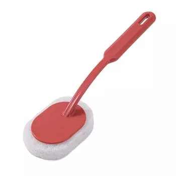 Щетка-скребок с длинной ручкой и губкой для чистки стен ванной комнаты пола темного цвета темно-красного