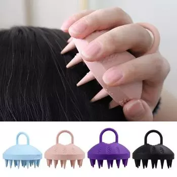 Щетка-скруббер для кожи головы Гибкая щетина Эргономичная массажная щетка Удобный дизайн ручки Нескользящий силиконовый шампунь Расческа для ухода за кожей головы чёрный