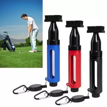 Щетка-спрей для гольф-клубов, инструмент для влажной чистки гольф-клубов с фиксатором, бутылка для воды, очиститель для гольфа для любителей гольфа чёрный