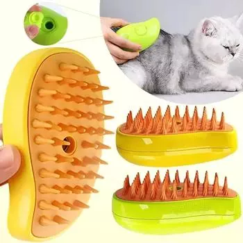 Щетка Steamy Dog Brush 3 в 1 электрическая щетка для расчесывания кошачьей шерсти для массажа расческа для ухода за домашними животными расчески для удаления шерсти зелёный