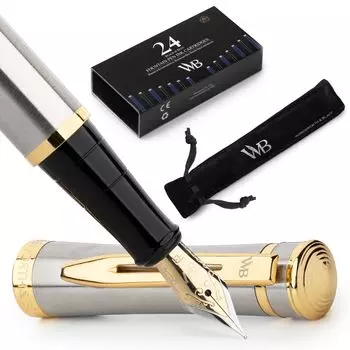 Щетка Wordsworth Black Steel с покрытием 18K, чернила для кисти, сменная чернильная вода, японский подарок, золотистый декоративный, подходит для мужчин и женщин, а также для курток, ультратонкий