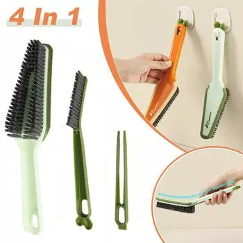 Щетки для чистки 4 в 1, многофункциональная щетка для чистки щелей в плитке в ванной комнате, прочная щетка для чистки углов в доме зелёный