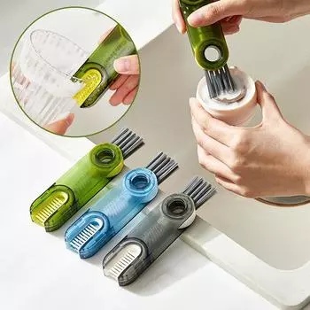 Щетки для чистки бутылочек 3 в 1, многоцелевая щетка для чистки детских бутылочек, термосов, стеклянных ваз, инструментов для уборки домашней кухни синий