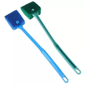 Щетки для чистки стекол аквариума Аксессуары для аквариума Губка с длинной ручкой Инструменты для чистки Двусторонняя щетка Плавающий очиститель зелёный