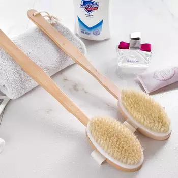 Щетки для тела для ванной комнаты с длинной ручкой, щетки для ванны из натуральной щетины, отшелушивающий массажер с деревянной ручкой, инструмент для сухой чистки, душ