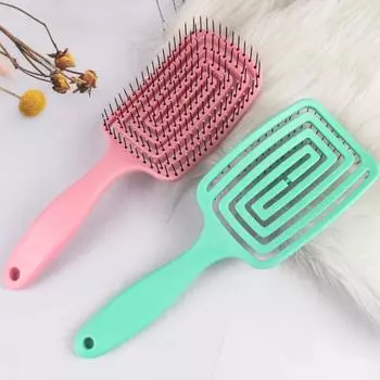 Щетки для волос квадратные полые массажные расчески Meridians Scalp Hair Styling Adjuster Wet Curly Hair Brush для салона парикмахерских инструментов для укладки чёрный
