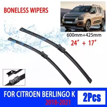 Щетки стеклоочистителя для Citroen Berlingo K 2018-2021 Переднее лобовое стекло Чистка окна Ветрового стекла Автозапчасти Автомобильные щетки для дождя 24 +19