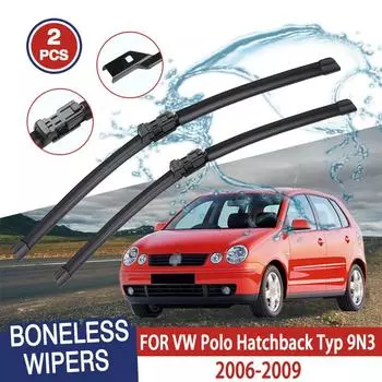 Щетки стеклоочистителя для VW Polo Hatchback Typ 9N3 2006-2009 Переднее лобовое стекло Очистка окна Ветровое стекло Автозапчасти Автомобильные щетки для защиты от дождя