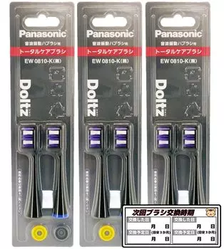 Щеточка для комплексного ухода, 2 шт. x 3 набора по 6 шт. Поставляется с оригинальной наклейкой для подтверждения замены [Оригинал производителя] EW0810-K (черный) (всего штук)
