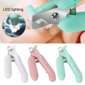 Щипчики для ногтей домашних животных со светодиодной подсветкой, предохранительный замок, защита от детей, портативный триммер для ногтей для кошек и собак зелёный