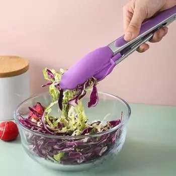 Щипцы для барбекю Щипцы для сервировки 7-дюймовый замок из нержавеющей стали Щипцы для приготовления пищи с силиконовыми наконечниками Нескользящая ручка Жаростойкие Легко чистятся синий