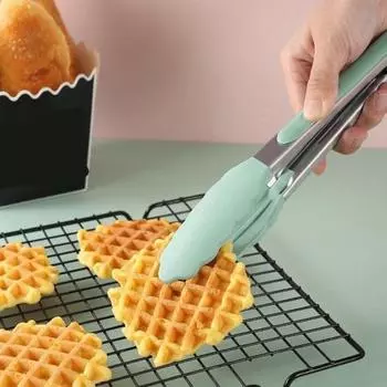 Щипцы для барбекю Щипцы для сервировки 7-дюймовый замок из нержавеющей стали Щипцы для приготовления пищи с силиконовыми наконечниками Нескользящая ручка Жаростойкие Легко чистятся чёрный