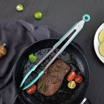 Щипцы для барбекю, термостойкие, нескользящие, из нержавеющей стали, прочная ручка, зажим для приготовления пищи, кухонный инструмент розовый