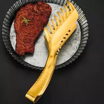 Щипцы для барбекю в форме гребня, антикоррозийный термостойкий зеркальный лак, удобный зажим для захвата, нескользящий зажим для ужина для столовой золотистый