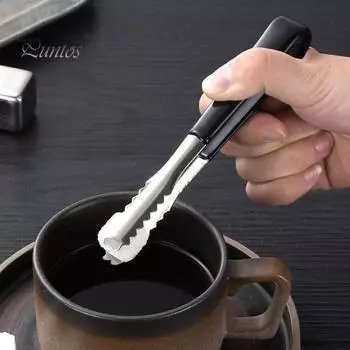 Щипцы для еды из нержавеющей стали для шведского стола, щипцы для сервировки, зажим для льда, зажим для полотенец, зажим для хлеба, зажим для фруктов, зажим для мяса на гриле для домашнего ресторана чёрный