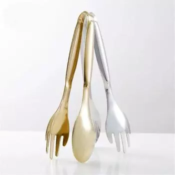 Щипцы для еды из нержавеющей стали, кухонная утварь, инструменты для приготовления пищи для шведского стола, зажимы для барбекю, зажим для щипцов для хлеба, стейка KHILIL2423I серебряный