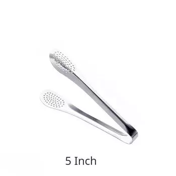 Щипцы для еды из нержавеющей стали, кухонная утварь, зажим для еды, портативный для пикника, барбекю, приготовления пищи 5 Inch серебряный