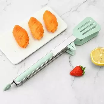 Щипцы для еды из нержавеющей стали, кухонные щипцы с антипригарным покрытием для выпечки барбекю, конструкция с фиксатором, зажим для приготовления рыбного стейка, барбекю для ресторанов, дома S зелёный