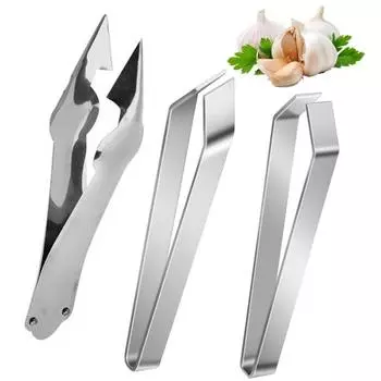 Щипцы для еды из нержавеющей стали с чеснокочисткой, пинцетом для фруктов и овощей, пинцетом для удаления рыбьих костей, прочным кухонным инструментом