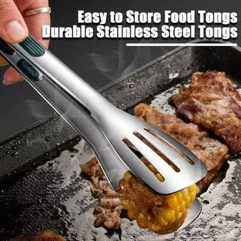 Щипцы для еды из нержавеющей стали с силиконовой ручкой Легкая кухонная утварь Термостойкий зажим для отваривания еды для домашнего ресторана Приготовление пикника S