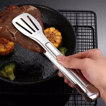 Щипцы для еды из нержавеющей стали Щипцы для барбекю Мясной салат Стейк Зажим для сервировки еды Пинцет Длинные щипцы для приготовления барбекю Кухонная утварь