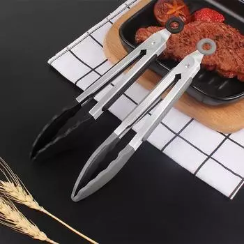 Щипцы для еды из пищевого силикона Кухонные щипцы Посуда Зажим для щипцов Аксессуары для сервировки салатов Инструменты для барбекю чёрный