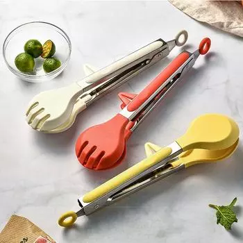 Щипцы для еды из пищевого силикона с удобной ручкой, зажим для приготовления пищи, зажимы для барбекю на открытом воздухе, бытовые белый
