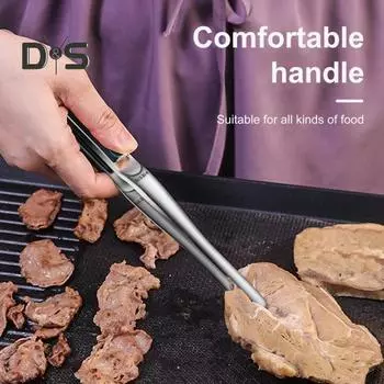 Щипцы для еды, простые в использовании, длинная ручка 304, зажим для шведского стола B серый