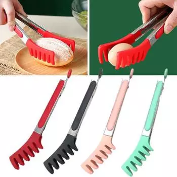 Щипцы для еды с подвесным отверстием, противоскользящий удобный зажим для сервировки хлеба, щипцы для барбекю красный