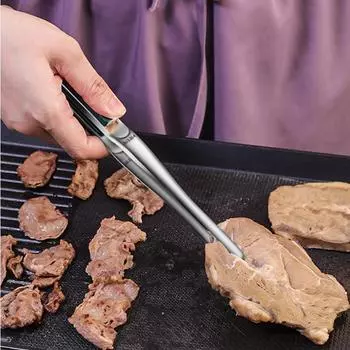Щипцы для еды Щипцы для гриля из нержавеющей стали 304 Посуда для приготовления мяса Кухонные принадлежности Товары для кемпинга Нескользящий зажим для барбекю красный