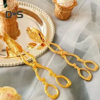 Щипцы для хлеба, зажим для торта, арабский винтажный стиль, зажимы для шведского стола, щипцы для сервировки барбекю, для кухни, домашней выпечки тортов, десертов, жарки салатов, гриля B серебряный