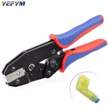Щипцы для клемм AWG 12-10 (4-6мм) Электрический обжимной инструмент для прямоугольного лепесткового разъема. Обжимной инструмент для клемм с храповым механизмом.