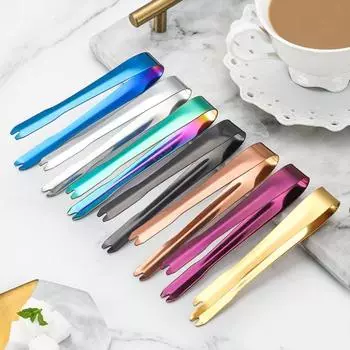 Щипцы для кубиков льда из нержавеющей стали, щипцы для сервировки еды, прочный кухонный мини-зажим для салата, тостера, десертов, закусок