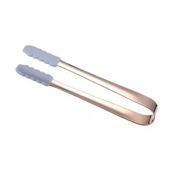 Щипцы для льда из нержавеющей стали 304 с силиконовой головкой, нескользящие, креативные, позолоченные, для еды, льда, кухонные принадлежности, щипцы для барбекю, инструменты rosegold