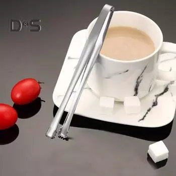 Щипцы для льда из нержавеющей стали 15 см Пищевой зажим для кубиков сахара Закуски Фрукты Зажим для барбекю Удалитель осколков яиц Легко моющиеся сервировочные щипцы серебряный