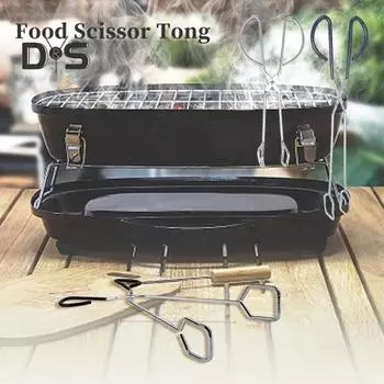 Щипцы для ножниц для еды, нержавеющая сталь, нескользящая длинная ручка, защита от ожогов, многофункциональный стейк, хлеб, карбон, зажим для сервировки, зажим для гриля, кухонные принадлежности для барбекю L