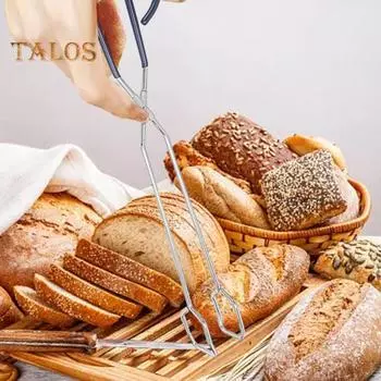 Щипцы для ножниц для еды, нержавеющая сталь, нескользящая длинная ручка, защита от ожогов, многофункциональный стейк, хлеб, карбон, зажим для сервировки, зажим для гриля, кухонные принадлежности для барбекю L