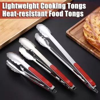 Щипцы для приготовления пищи, кемпинга, барбекю, легкие кухонные плоскогубцы, жаропрочные сервировочные щипцы из нержавеющей стали для ресторанов, домашней кухни, пикников L