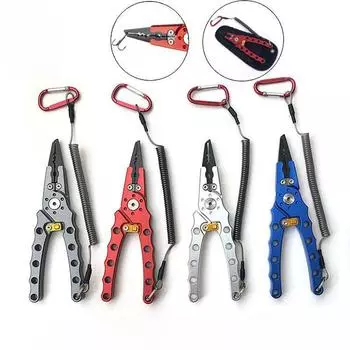 Щипцы для приманок из алюминиевого сплава, контроллер, верхнее кольцо, разомкнутый зажим для проволоки с замком, рыболовный зажим, рыболовный инструмент 1pcs with hand rope+bag красный