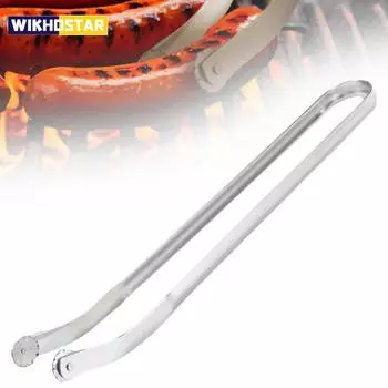Щипцы для токарной обработки колбасы для барбекю, термостойкие металлические плоскогубцы для токарной обработки колбасы, зажим для барбекю, универсальные щипцы для приготовления пищи, гриля серебряный