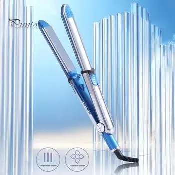 Щипцы для завивки без повреждений, долговечные волны, прямые, двойного назначения, с эргономичным дизайном, выпрямитель для волос с регулируемым контролем температуры UK Plug синий