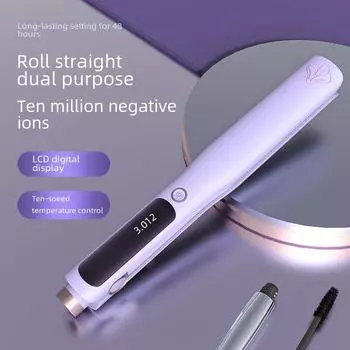Щипцы для завивки и выпрямления волос двойного назначения: Компактный и пушистый стильный инструмент для корейских студентов 838 negative ion bar