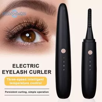 Щипцы для завивки ресниц 3 температурные настройки Светодиодный индикатор Защита от выключения USB Аккумуляторная щипцы для завивки ресниц с подогревом Женский макияж Длительный инструмент для ресниц чёрный