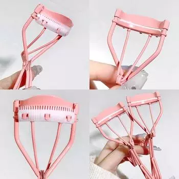 Щипцы для завивки ресниц из нержавеющей стали с расческой Натуральные стереоскопические щипцы для перманентных ресниц «Подсолнух» Аксессуар для больших глаз Удобный ленивый косметический инструмент розовый