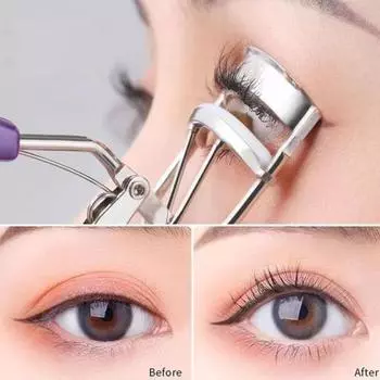 Щипцы для завивки ресниц с изображением солнечного цветка Портативный эргономичный дизайн Щипцы для завивки ресниц с точным контролем завитка подходят для большинства форм глаз фиолетовый